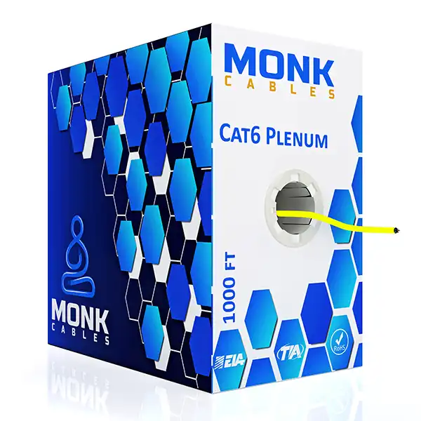 Yellow Cat6 Plenum 1000ft UTP 550 Mhz 23 Awg Ethernet Cable