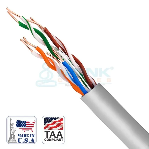  ETL Gray CAT6 Plenum UTP 4 Pair 23AWG Solid Bare Copper 550MHz 1000ft Pull Box