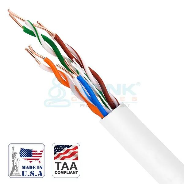   ETL-Listed White CAT6 Plenum 4 Pair 23 AWG UTP 550 MHz 1000ft Pull Box