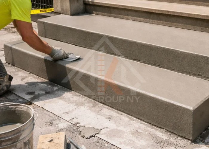 Concrete sidewalk repair fixing cracks and uneven surface